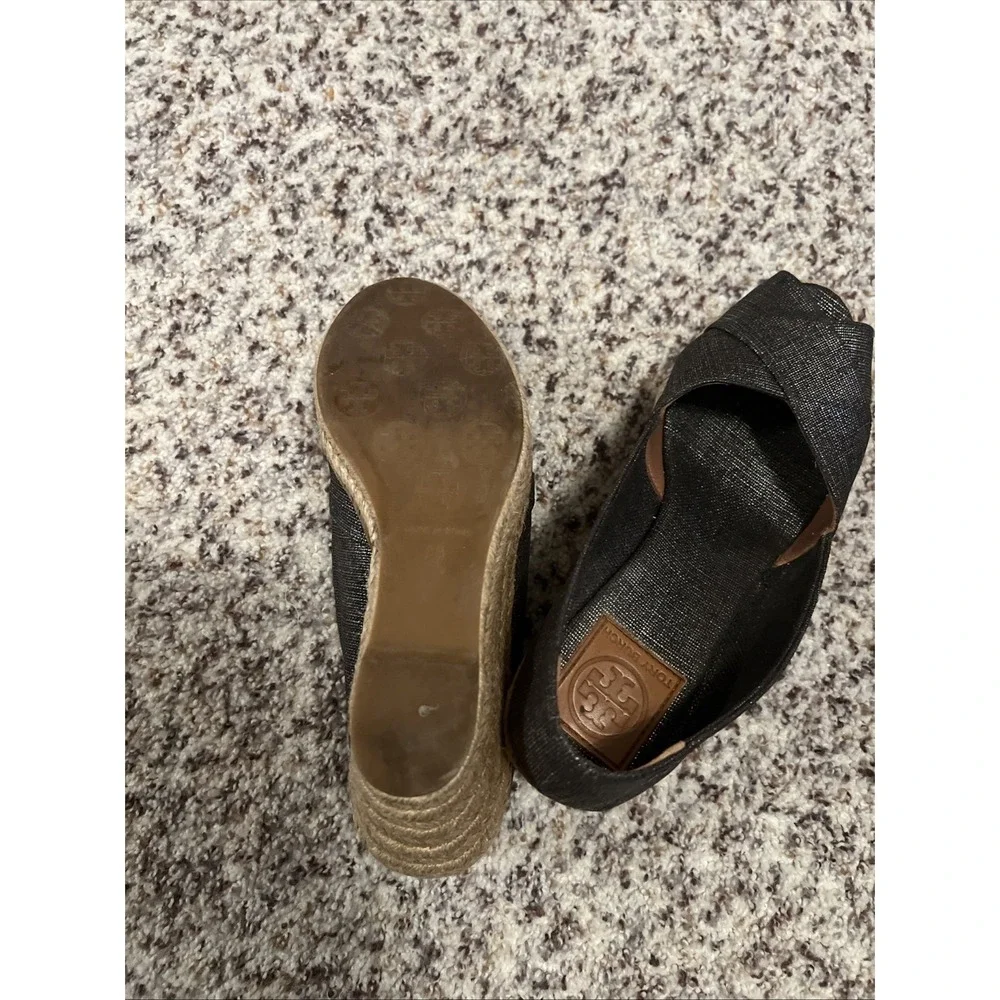 Tory Burch Filipe Espadrille Wedge Sandals Metallic‎ Gray Size 9B 3